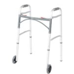Deluxe Folding Walker, Two Button with 5" Wheels (Junior Size)