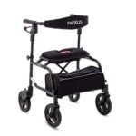 Rollator Walker with Seat, 4 Wheels, Indoor, Outdoor, 15lbs (Black, Super Low)