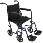 Drive Medical Blue Lightweight Transport Wheelchair, 19" Seat